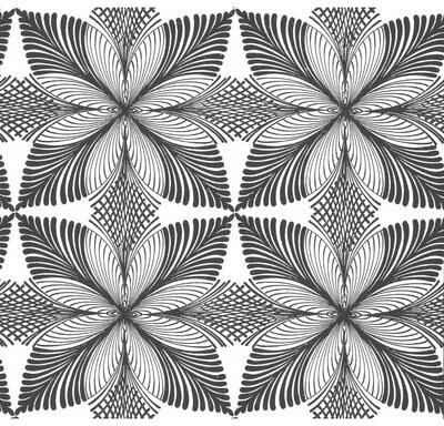 Ronald Redding Roulettes Cream & Black Wallpaper