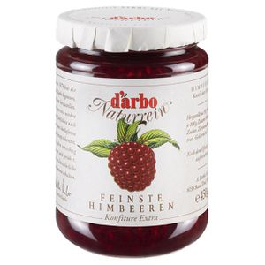 Darbo Marmelade Naturrein Extra, Feinste Himbeeren, vegan, 50% Fruchtgehalt, im Glas, 450 g