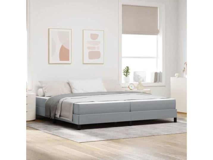 Atmungsaktiver Stoff Holzwerkstoff Minimalistisch Elegant Boxspringbett Boxspringbett mit Matratze Hellgrau 200x200 cm Stoff Polsterbett mit Bonnellfedern Lattenrost Komfort-Etikett