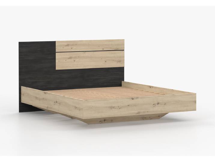 Bett 160x200 BAFRA 31 Artisan Eiche Artisan Eiche + Schwarze Norwegische Kiefer