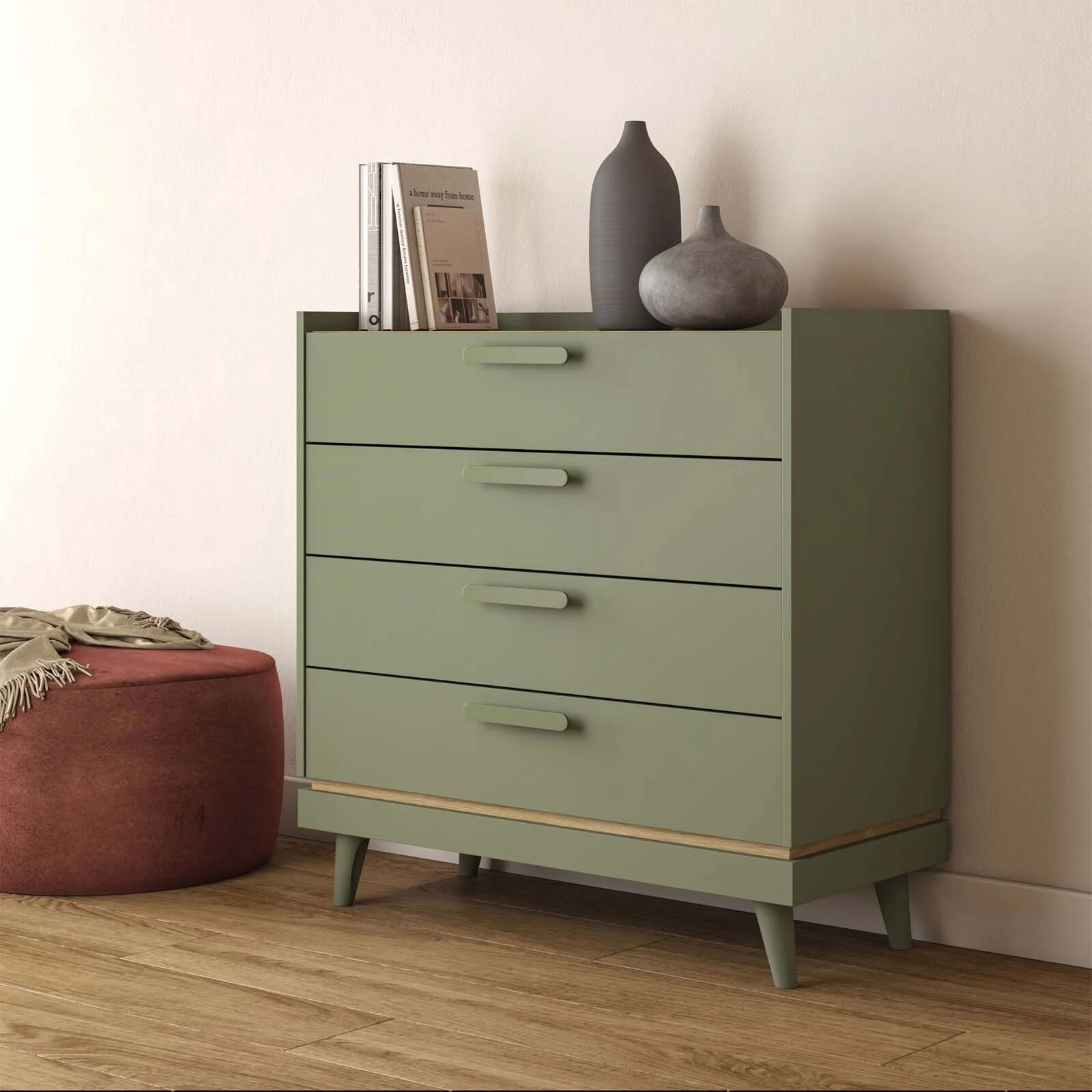 garneroarredamenti Cassettiera 90x90h cm 4 cassetti verde salvia Yu