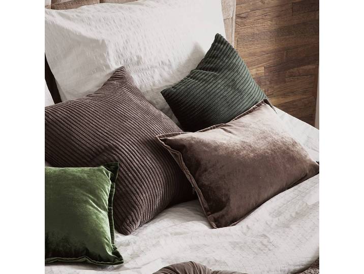 Housse de coussin Zoom Vert/Kaki 45 x 45cm Velours côtelé