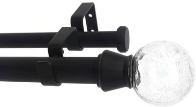 Urbanest "Crackle Glass Flat Button 1"" 3/4"" Double Drapery Curtain Window Rod"