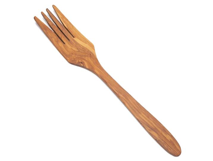 Serviergabel, 4 Zacken, 35 cm, Gabel lang aus Olivenholz