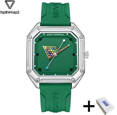 ModernMart Mens Sport Watch Waterproof Silicone Strap Green Billiards Dial Wristwatch green