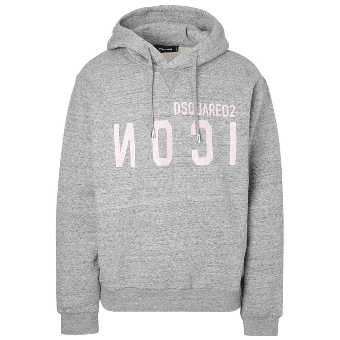 Dsquared2 Roze Icon Gebarsten Logo Grijze Hoodie