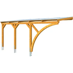 Skan Holz Wandanbau-Carport Eifel mit Einfahrtsbogen 300 x 541 cm-eiche hell Holzcarport