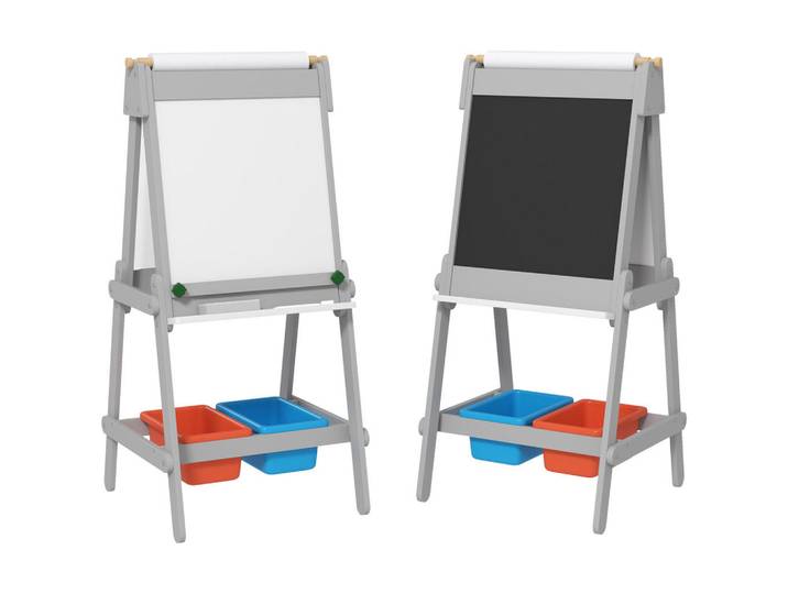 Aiyaplay 3-In-1 Kindertafel, doppelseitige Kinder Staffelei mit Kreidetafel, Whiteboard, Grau, 50x108x51 cm, Dekoration, Malbedarf & Bastelbedarf