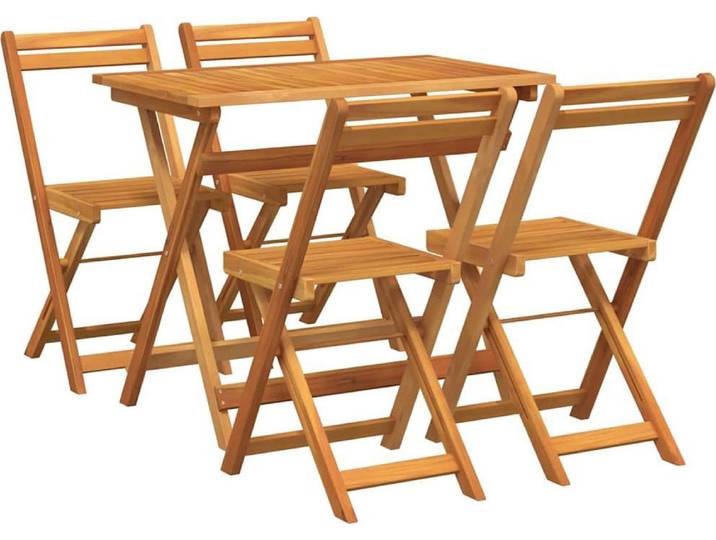vidaXL Ensemble de table et chaises de bistrot\, 5 pièces\, en bois d'acacia massif\, finition huile naturelle