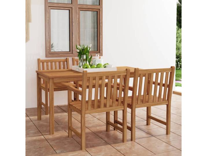 vidaXL 5-teiliges Garten-Ess-Set 180 x 90 cm Massivholz Teak