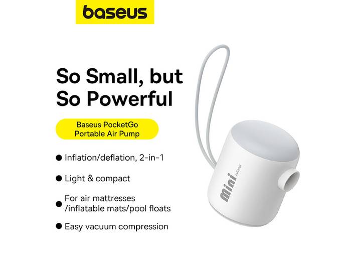 Baseus PocketGo draagbare luchtcompressor Stellar White
