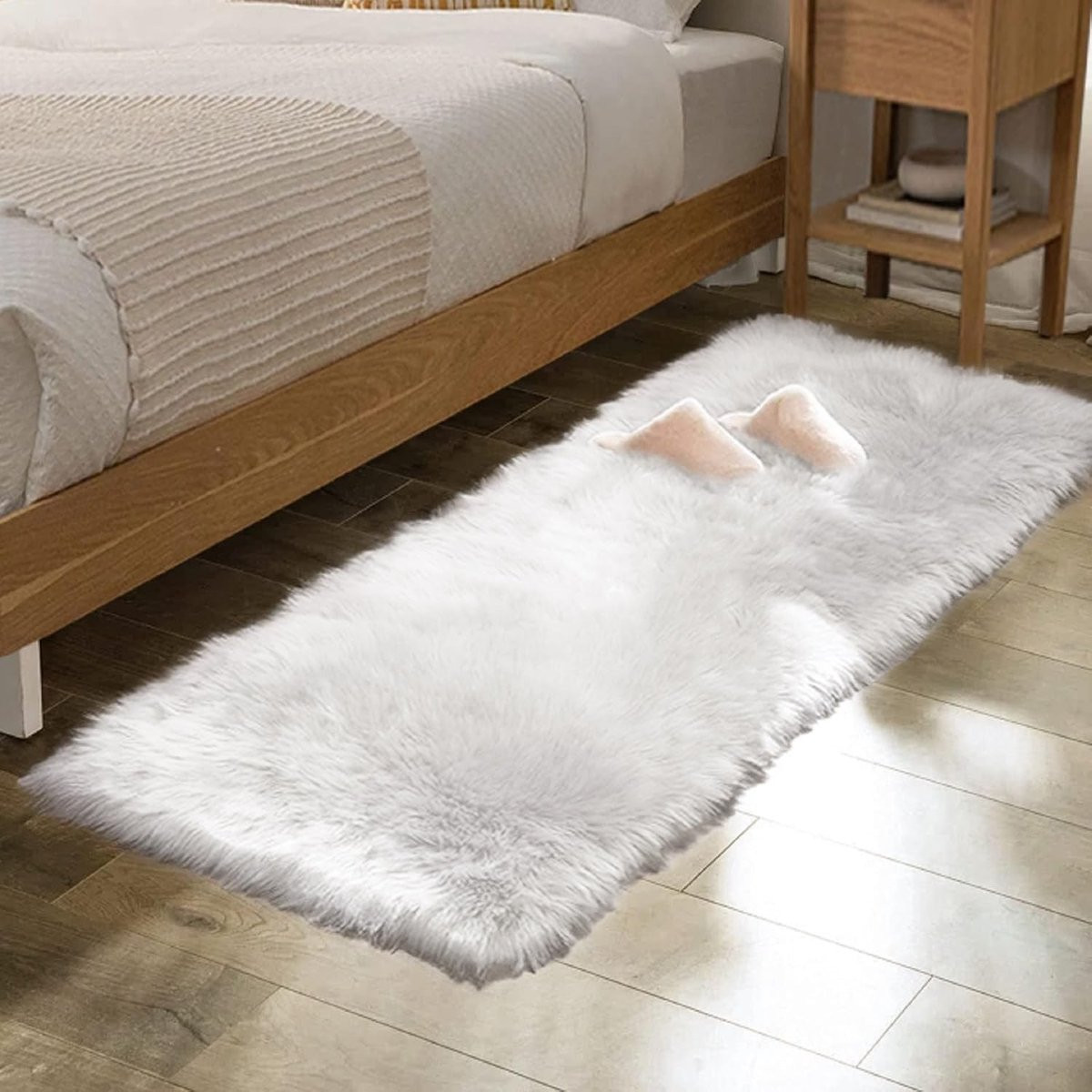 Merkloos Faux Fur Vloerkleed voor de Slaapkamer, Rechthoekig