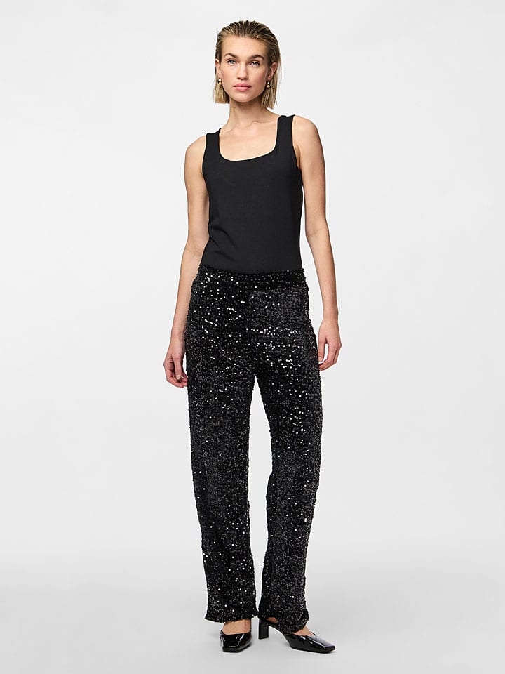 Pieces Marlenehose "Kam" in Schwarz - M