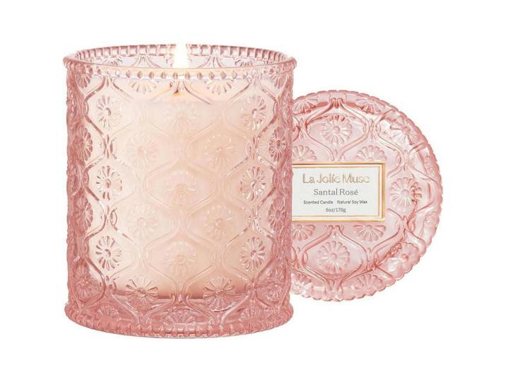 Duftkerze im Glas Rose Sandelholz 170g, Rosa, 9 cm, Dekoration, Kerzen & Kerzenhalter, Duftkerzen