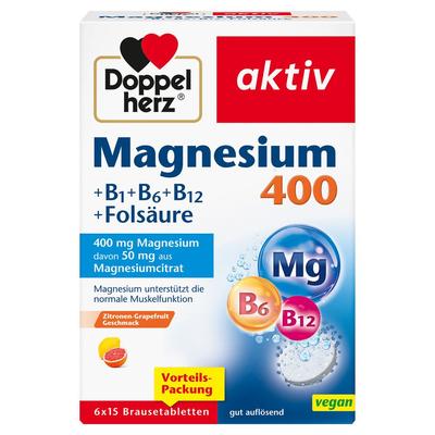 Doppelherz Magnesium 400+B1+B6+B12+Folsäure BTA 6x15 St Brausetabletten