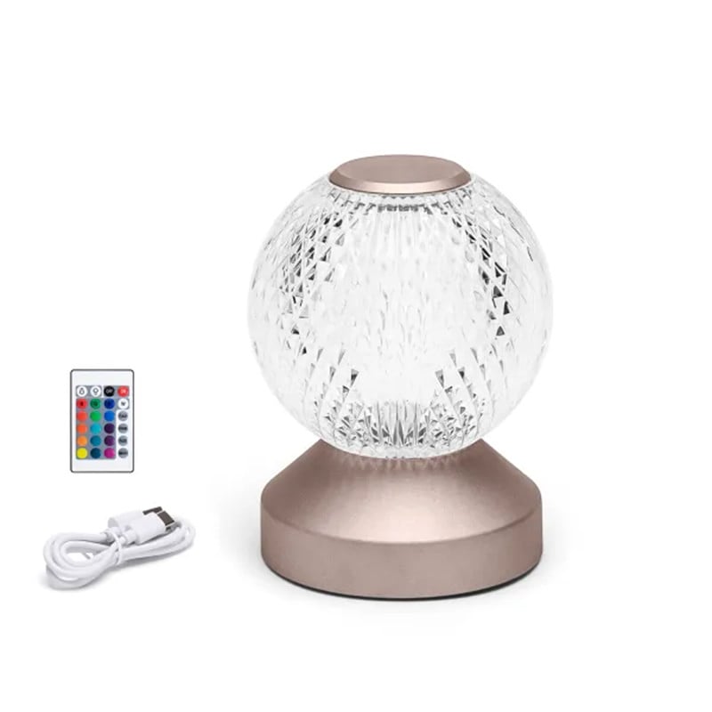 Aigostar RGB LED tafellamp met afstandsbediening, bolvorm, goudkleurig