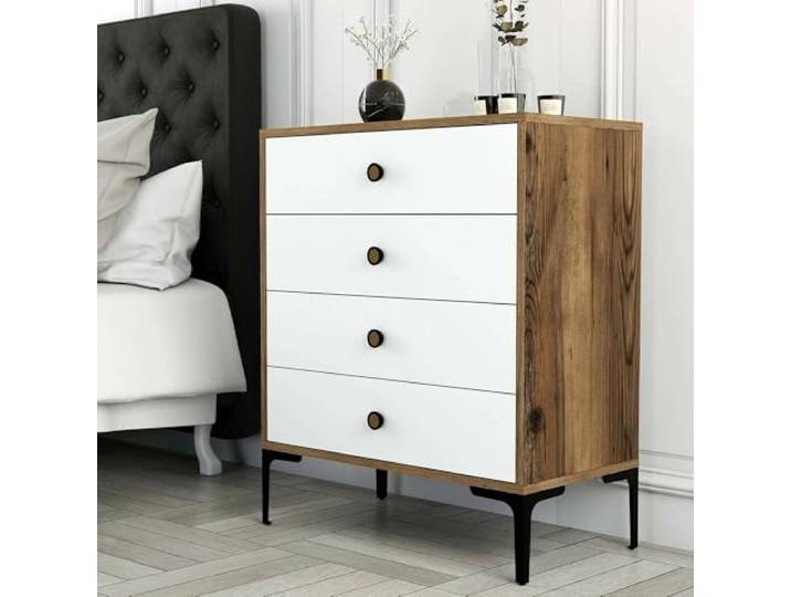 Dmora Kommode Aether 76x40x90,7 cm Braun, 4 Schubladen