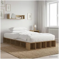 vidaXL, Bett, Bettgestell mit Stauraum Kunsthandwerk Eiche 80 x 200 cm (80 x 200 cm)