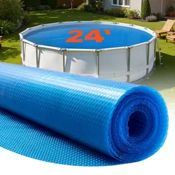 VEVOR Pool Solarabdeckplane rund φ7315 mm, Solarfolie, 0,3 mm-Pool-Solardecke mit Luftpolster- & PE-Material, Wärmeabsorption tagsüber, Wärmespeicherung nachts, Solarabdeckungen, blau