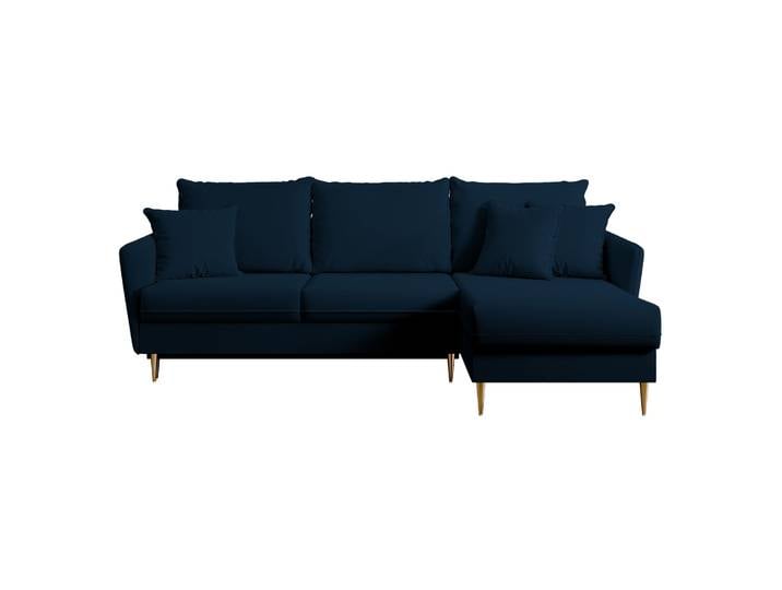 Ecksofa mit Schlaffunktion Volio, samtig blau, wasserabweisend,