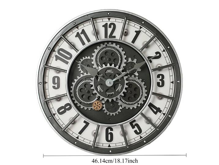 Horloge murale romaine industrielle rétro, horloge à rotation d'engrenages, horloge murale décorative pour salon, horloge murale silencieuse élégante, horloge à quartz