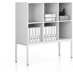 Bücherregal FRAME, niedrig, 1299 x 450 x 1331 mm, weißes Gestell, weiß