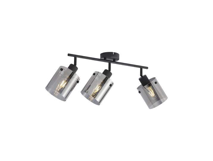 Spot de plafond design noir avec verre fumé 3 lumières - Domo