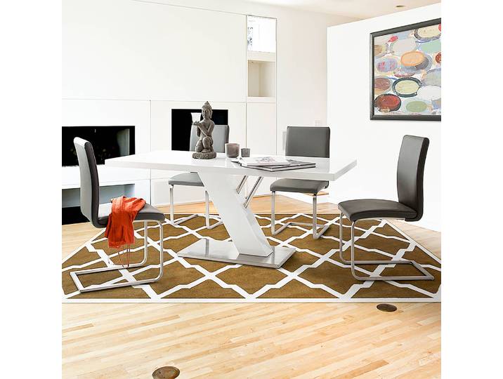 Freischwinger Augusta I 2er-Set 44 x 98 x 58cm ohne Armlehnen Echtleder Aude: Grau Grau/Grau