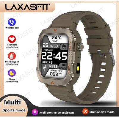 Uplift Picks LAXASFIT Mens Smart Watch With LED Flashlight And Health Monitoring brown