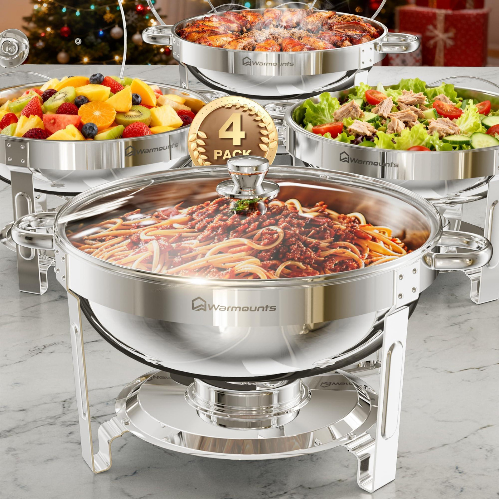 Dripio Chafing Dish Buffetset, 5 liter, 4-delig, roestvrij staal, rond