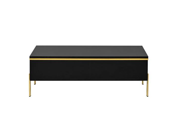Okwish Couchtisch 100/50/36 cm Schwarz aus Holzwerkstoff mit beidseitigen Schubladen und Hochglanzoberfläche, 50x36x100 cm, Wohnzimmer, Wohnzimmertische, Couchtische