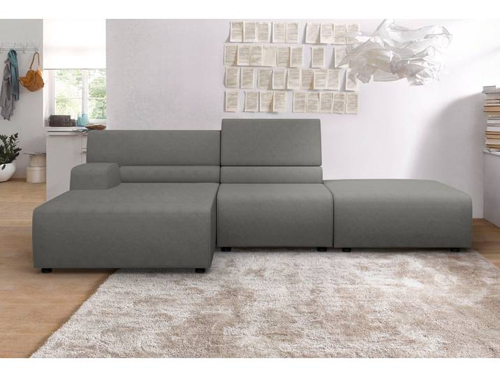 Ecksofa EGOITALIANO Babouche, Designsofa mit aussergewöhnlichem Sitzkomfort zum Wohlfühlen , grau (steingrau), B:287cm H:80cm T:98cm, Luxus-Micofaser Lederoptik (100% Polyester) ist ein neues technisches Gewebe mit einem visuellen und taktilen Aspekt, der dem Nubuk sehr nahe kommt, mit innovativen Eigenschaften. Seine ausserordentliche Weichheit kommt von einem exklusiven Produktionsprozess, der Unreinheiten und Unregelmässigkeiten beseitigt. Das Ergebnis ist eine bemerkenswert samtige Faser, die durch das Vorhandensein von Körnern verstärkt wird. Von der einfarbigen Eleganz der warmen Farben und der Vielfalt an trendigen Farben, die es zu seiner eigenen Stärke und Persönlichkeit machen., Sofas, Ecksofa