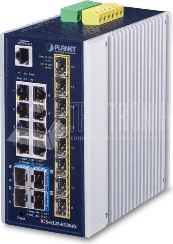 PLANET IP30 Industrial L3 8-Port, Managed, Gigabit Ethernet (10/100/1000), Rack-Einbau, Wandmontage