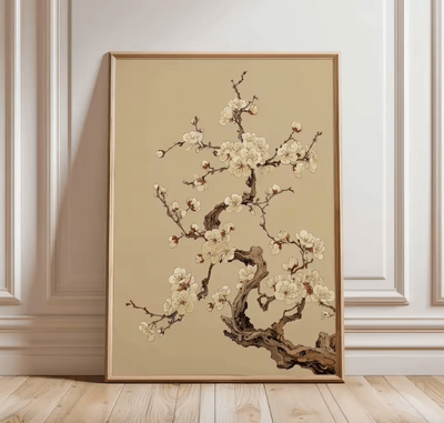 Inspire Curations Japanese Zen Pine Tree Canvas Poster Minimalist Oriental Wall Art Decor tl1747 40x60cm No Frame