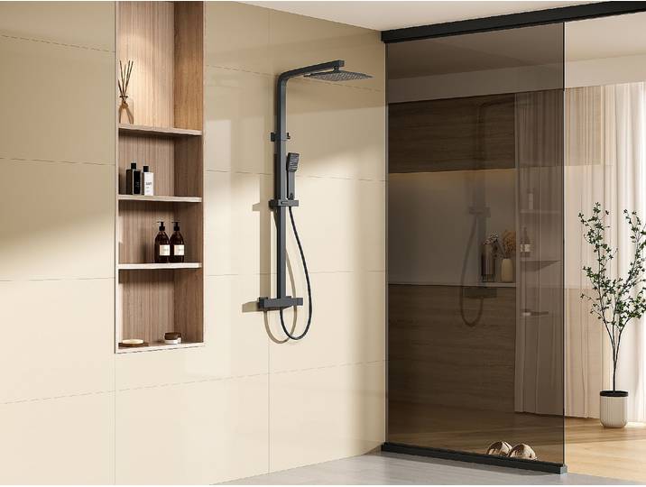 Duschsäule mattschwarzer Edelstahl - 125 cm - Schwarz - PENEDA