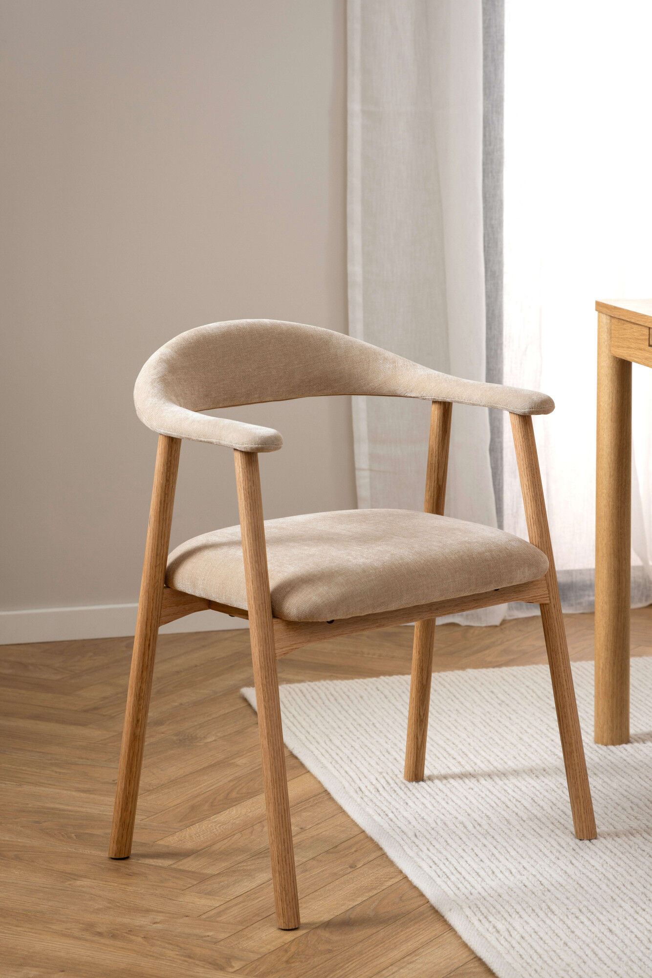 Esszimmerstuhl ACTONA GROUP "Addi, Stuhl, 2er-Set, gepolstert, Moderner Stil, Gestell aus Eiche", beige (, eiche, eiche, creme), B:56cm H:75,5cm T:54cm, 100% Polyester, Stühle, Esszimmerstuhl, 2er-Set, gepolstert, Bezug in verschiedenen Farben erhältlich 