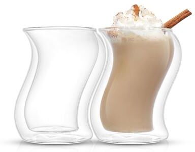 JoyJolt Pivot Double Wall Coffee Tea Glasses - 13.5 oz - Set of 4