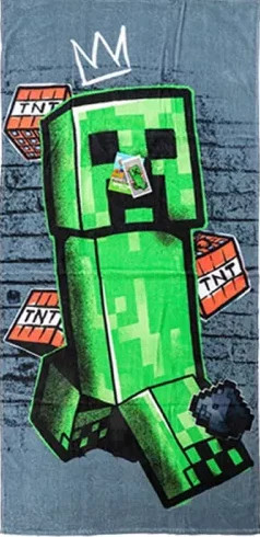 Minecraft Strandlaken Creeper TNT voor kinderen, 70 x 140 cm, katoen