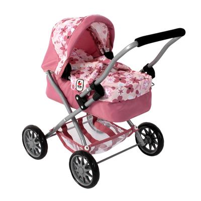 Puppenwagen CHIC2000 "Smarty, Mini-Kuschelwagen", rosa (flowers rosa), Puppenwagen, KinderB:56cm H:56cm T:56cm, Kunststoff, Metall, Stoff, mit herausnehmbarer Tragetasche, B:56cm H:56cm T:56cm