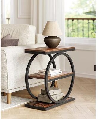 Jiallo "23.6"" Narrow 3-Tier End Table with Storage"