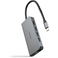 Nanocable 10.16.4609 (USB-C), Dockingstation + USB Hub, Grau
