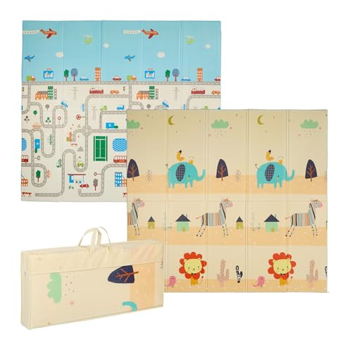 Relaxdays opvouwbare foam speelmat, meerkleurig (blauw, wit, oranje)