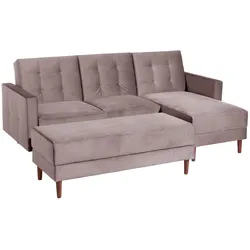 FUNKTIONSSOFA mit Hocker Katunia Samtvelours rosé