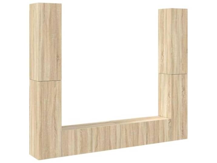 KGFHERENB 6-tlg. Hängendes TV-Schrank-Set Sonoma-Eiche Holzwerkstoff Wandhängende TV-Möbelkombination mit flexibler Anordnung, schafft ordentlichen Stauraum im Wohnzimmer oder Schlafzimmer.