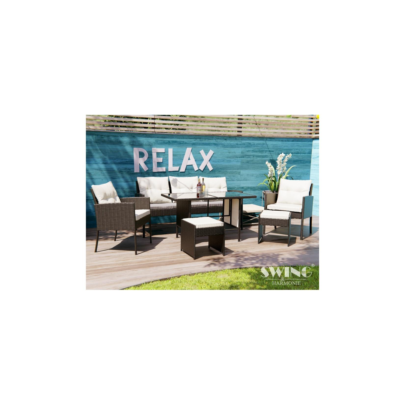 Swing&Harmonie Sydney Polyrattan Sitzgruppe Esstisch Lounge Sitzgarnitur Essgruppe Gartenmöbel Set - schwarz