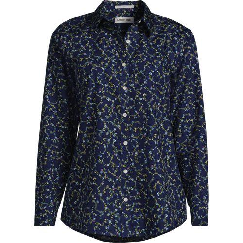 Bügelfreie Baumwoll-Bluse, Damen, size: regular, Blau, Baumwolle, by Lands' End