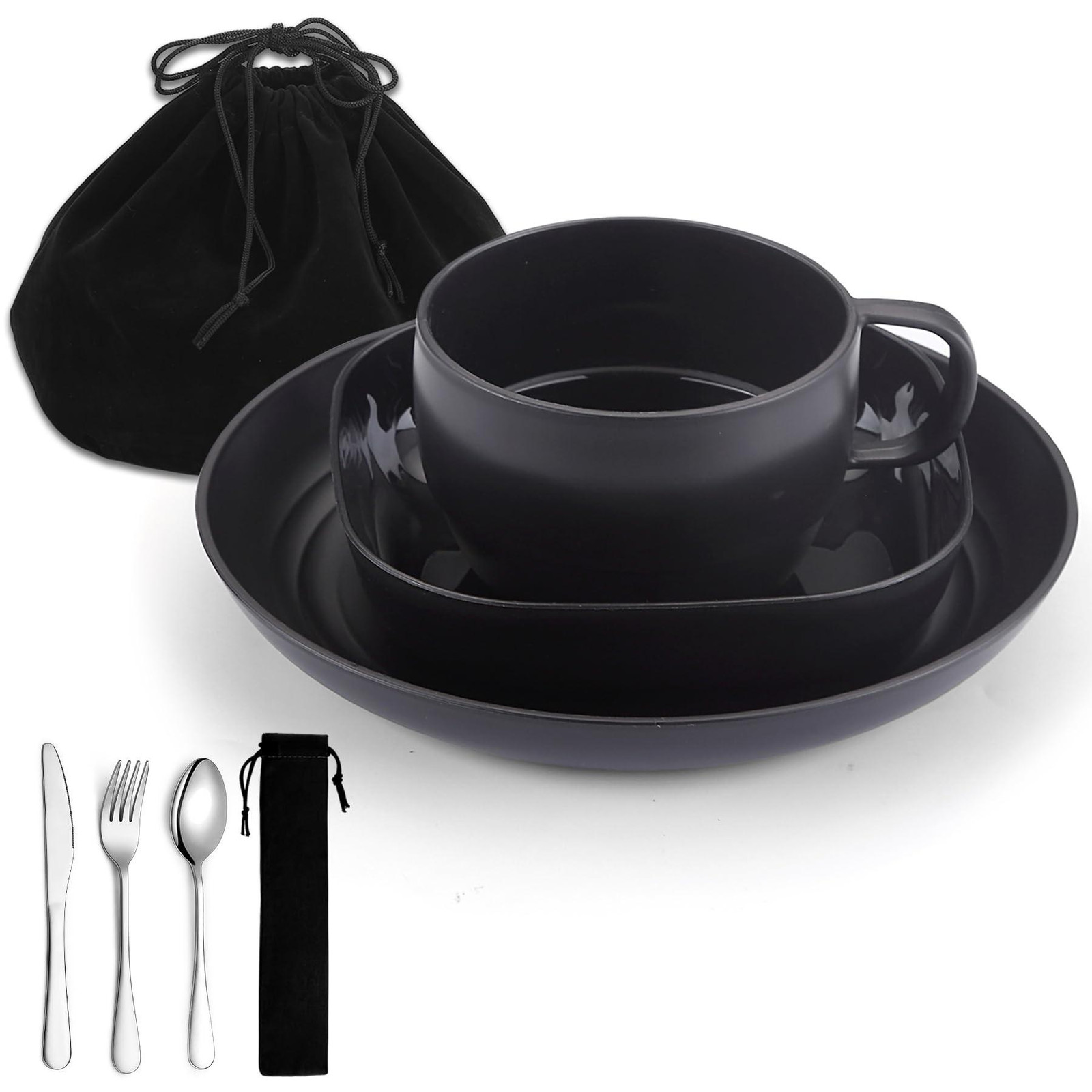 Camping servies en schalen set met koffiekop en reisbestek