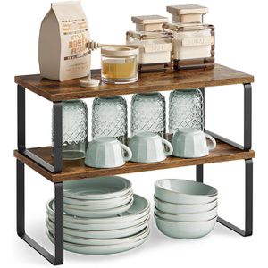 Songmics Küchenregal KCS200X01, braun, 2er Set, für Arbeitsplatte, 39,7 x 15,5 x 19,5cm