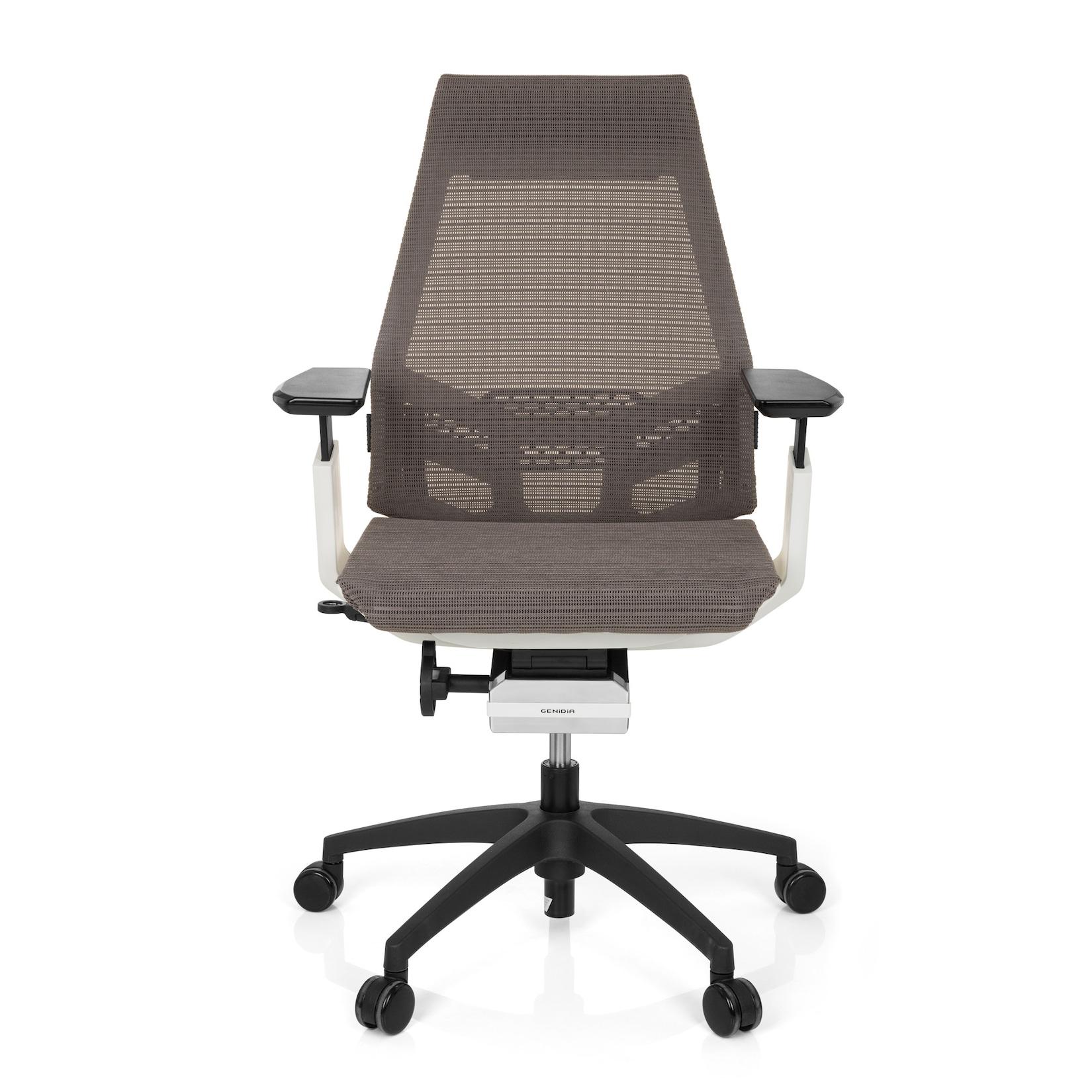 hjh OFFICE Profi Bürostuhl GENIDIA SMART WHITE Netzstoff mit Armlehnen