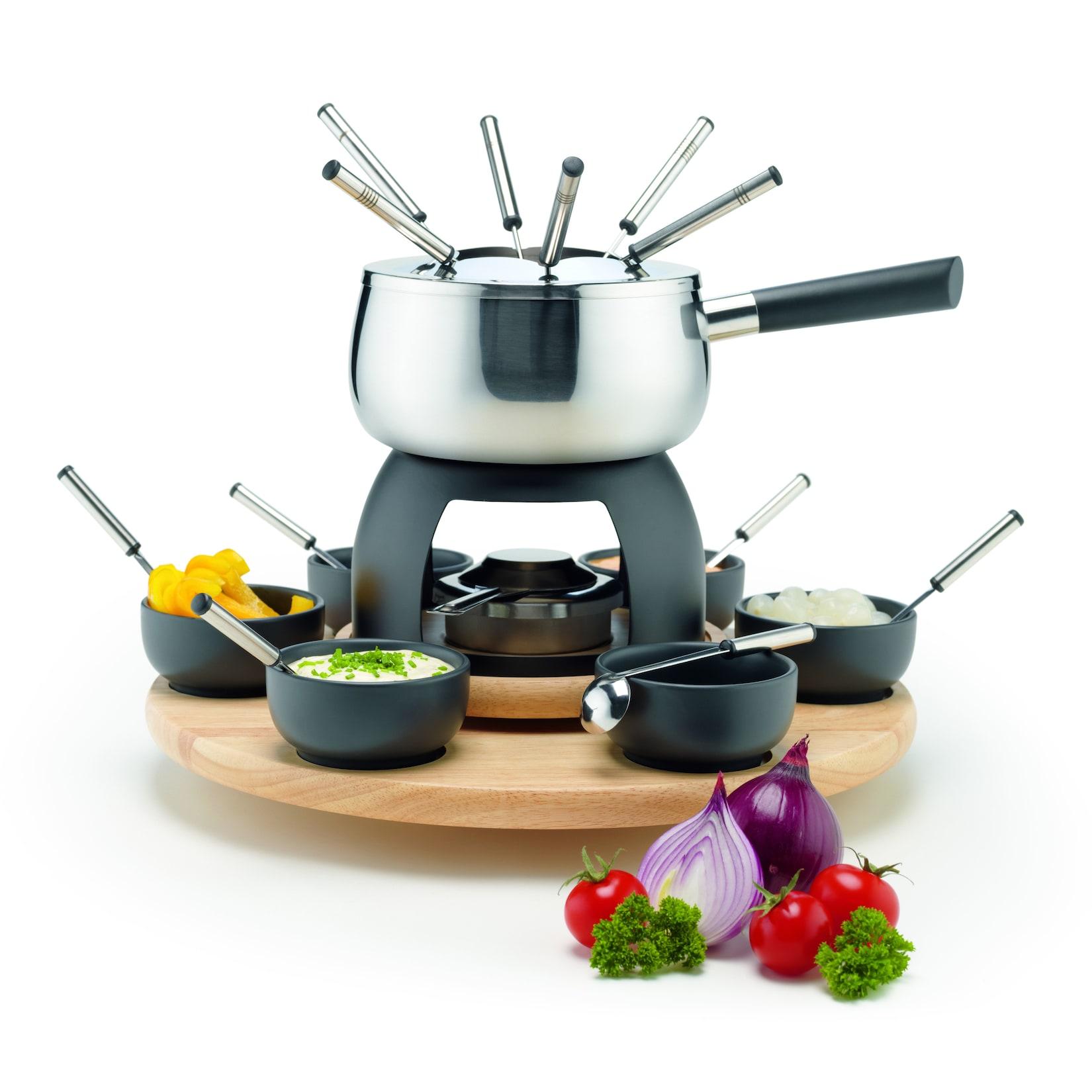 Mäser Fondueset, Edelstahl Fondueset Schwarz / Braun